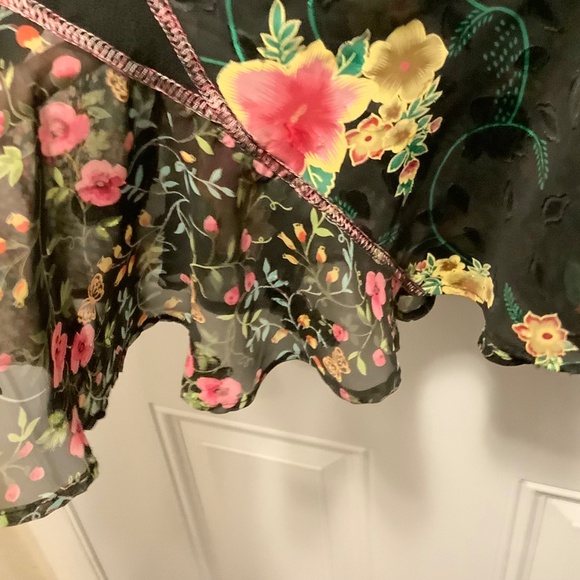 tommy n loulou vintage black maxi skirt x-large floral flare hem modest whimsy - Picture 8 of 15